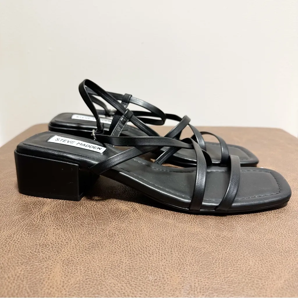 NEW Steve Madden Appealing Black Sandals Low Heel Shoes Strappy Black Size 10 - Image 5