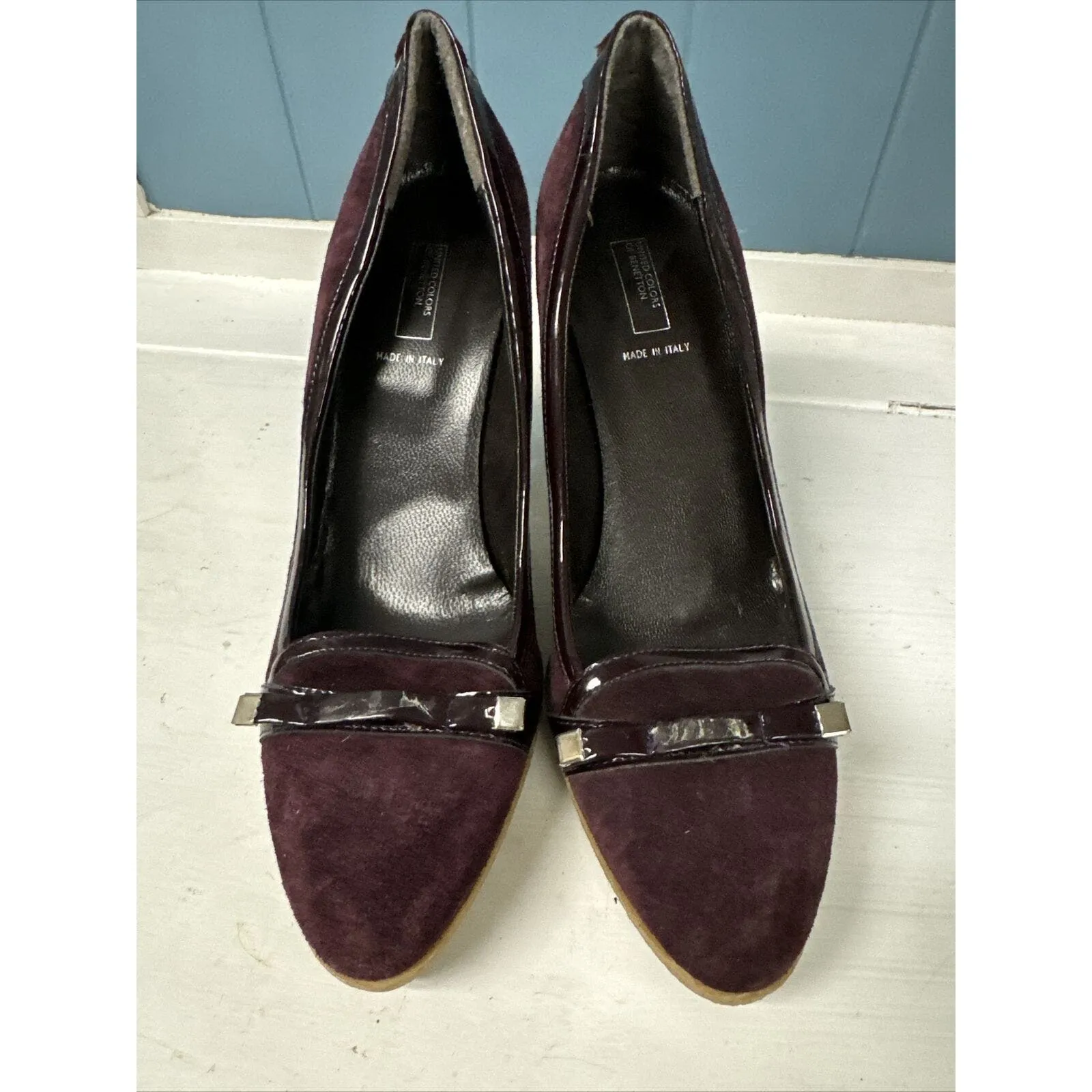 90s Y2K United Colors of Benetton Suede Heels With‎ Rubber Platform Size 38 US 7 - Image 6