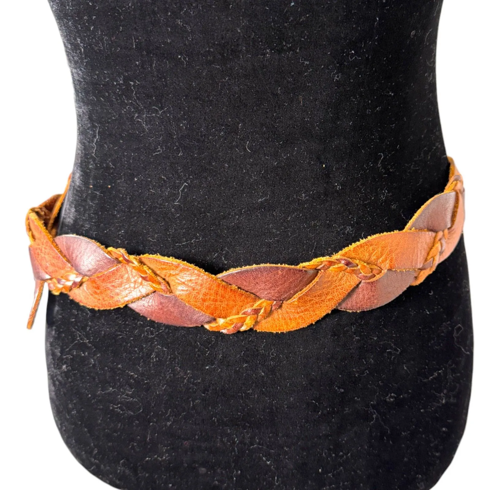 Hollister Boho Mixed Leather Braided Western Bohemian Belt Women's Medium Large Brown - Image 3