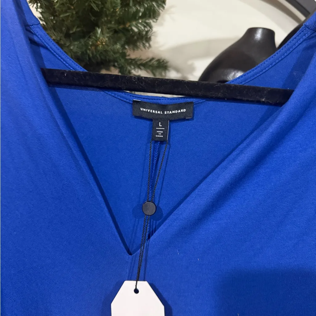 Universal Standard Blue flowy Midi Dress size large - Image 4