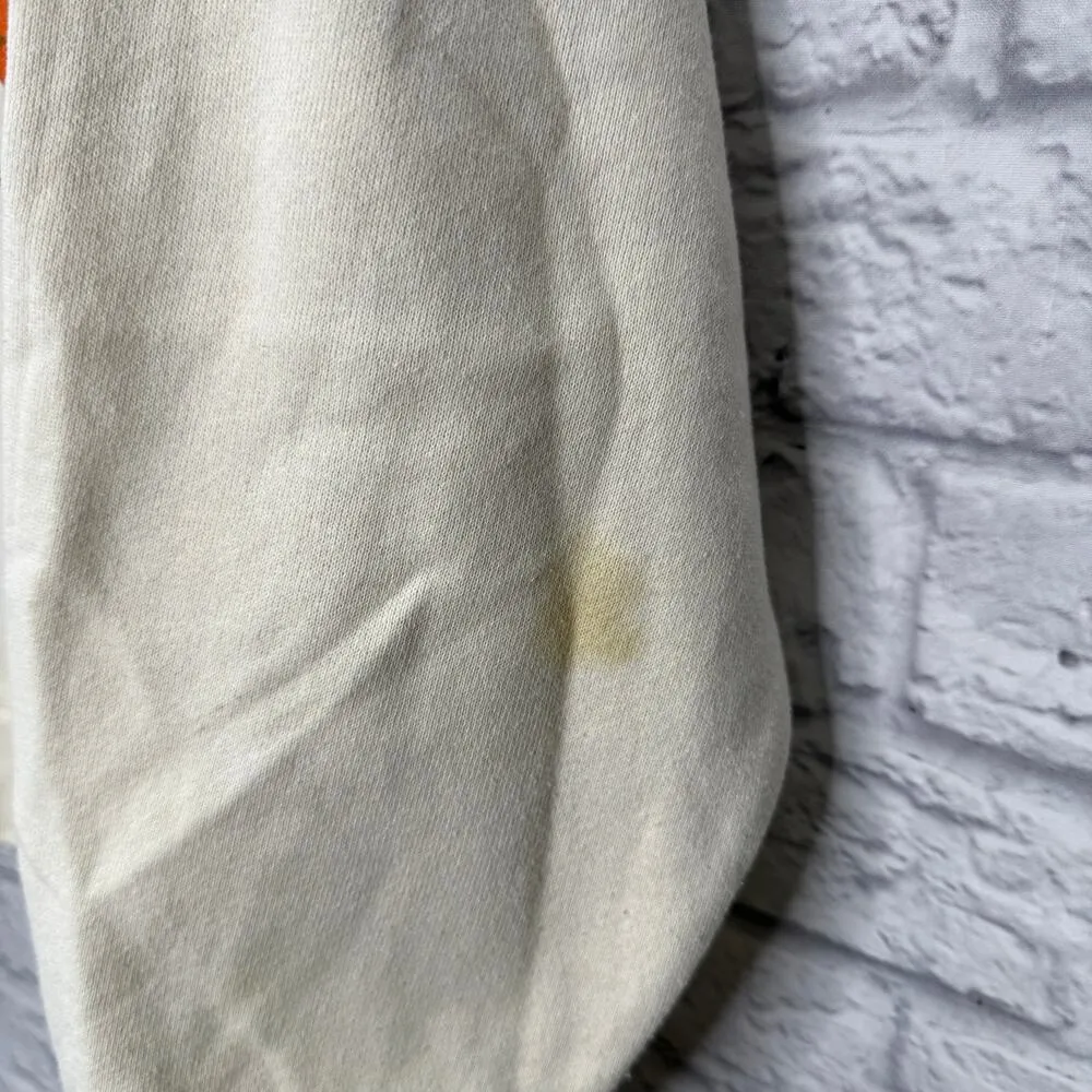 Vintage Jerzees Crewneck Sweatshirt Size L Off White Fall Pumpkin Grandma Scare - Image 5