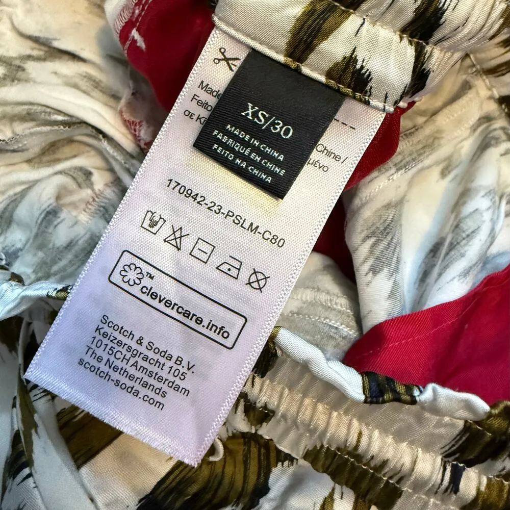 Scotch & Soda Nina Womens XS White Green Printed Satin Mid Rise Tapered Jogger - Image 9