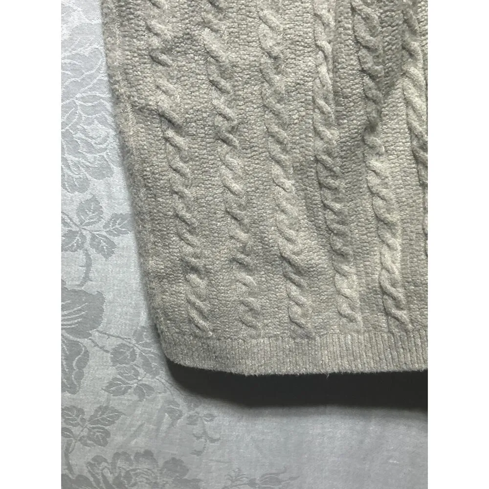 J Jill Cardigan Sweater Small Long Open Cable Knit Beige Oatmeal Duster - Image 4