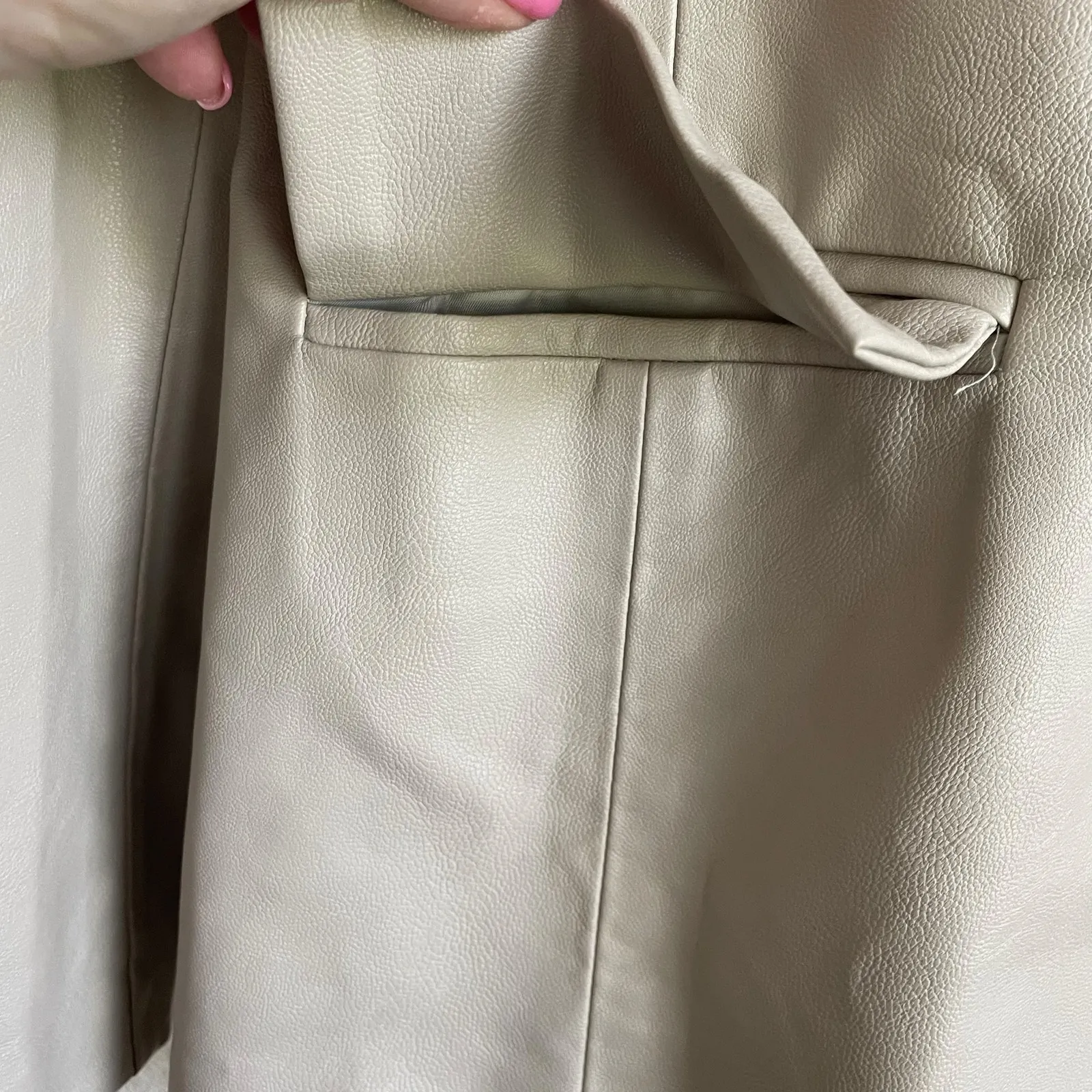 Le Lis Women Jacket‎ S Cream Faux Leather Long Sleeve Lined Blazer Career Chic - Image 8