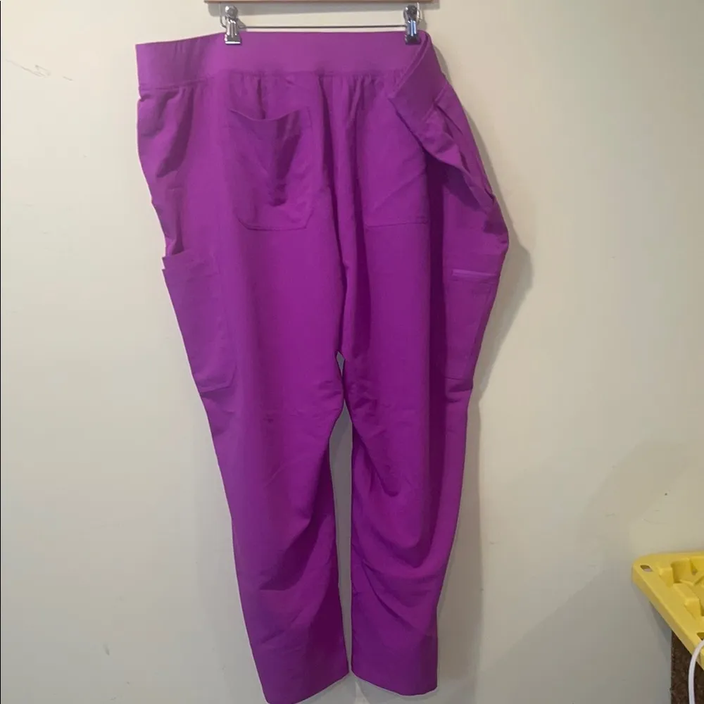 Womens New Figs High Waisted Yola W Yoga Scrub Pants Purple Jolt Plus Size 6XLR - Image 3