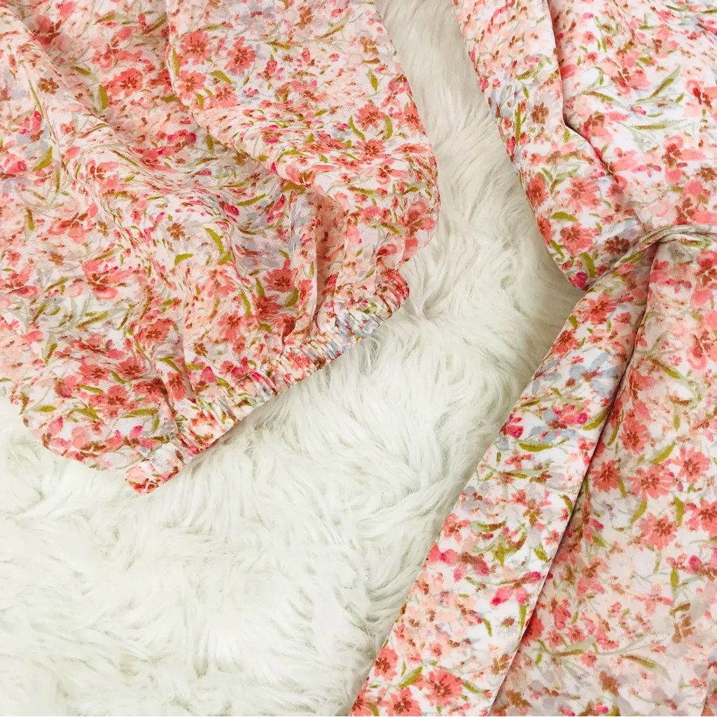 1. STATE Pink Floral Tiered Long Sleeve‎ Wrap Dress Cowgirl Boho Girlie Size 24W - Image 7