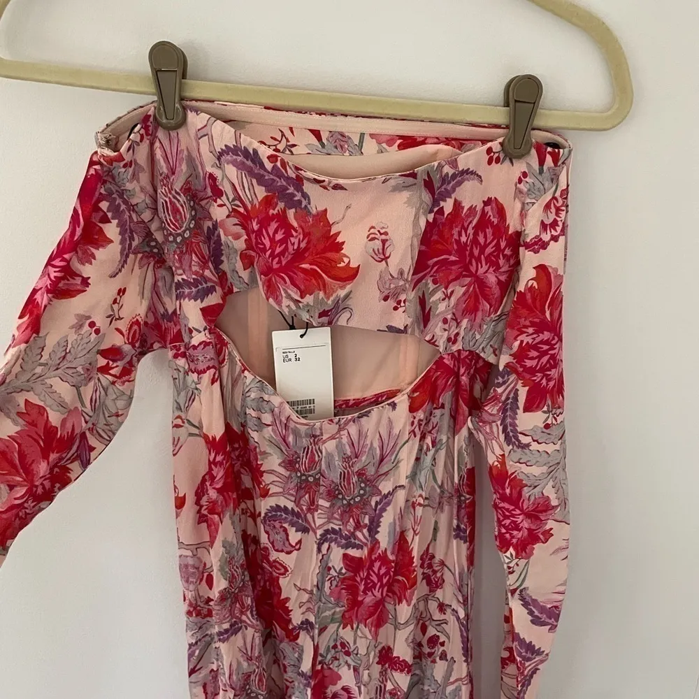 H&M Limited Edition Floral Flowy Strapless Corset Top Jumpsuit w Bow size 2 - Image 5