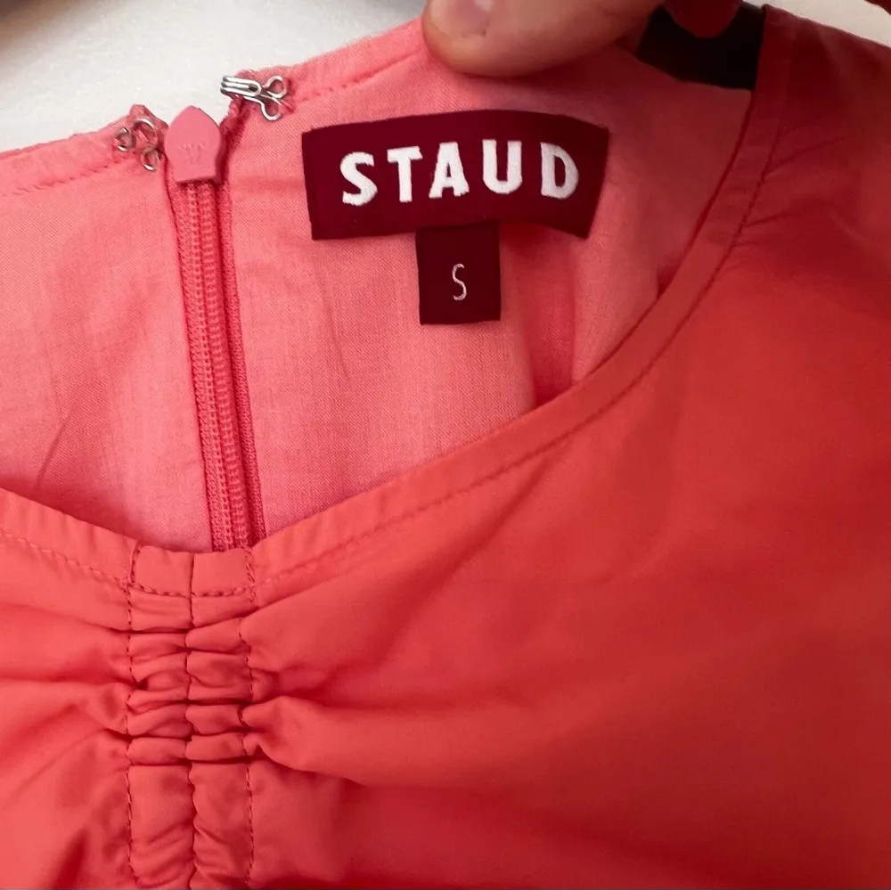 STAUD Tangier Ruched Cutout Dress Pink - Image 8