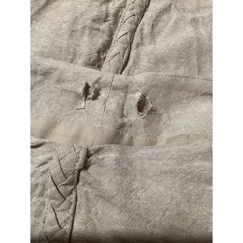 Jason Wu Linen Blend Tan Khaki High Rise Trousers Braid Accent 6 Cropped - Image 9