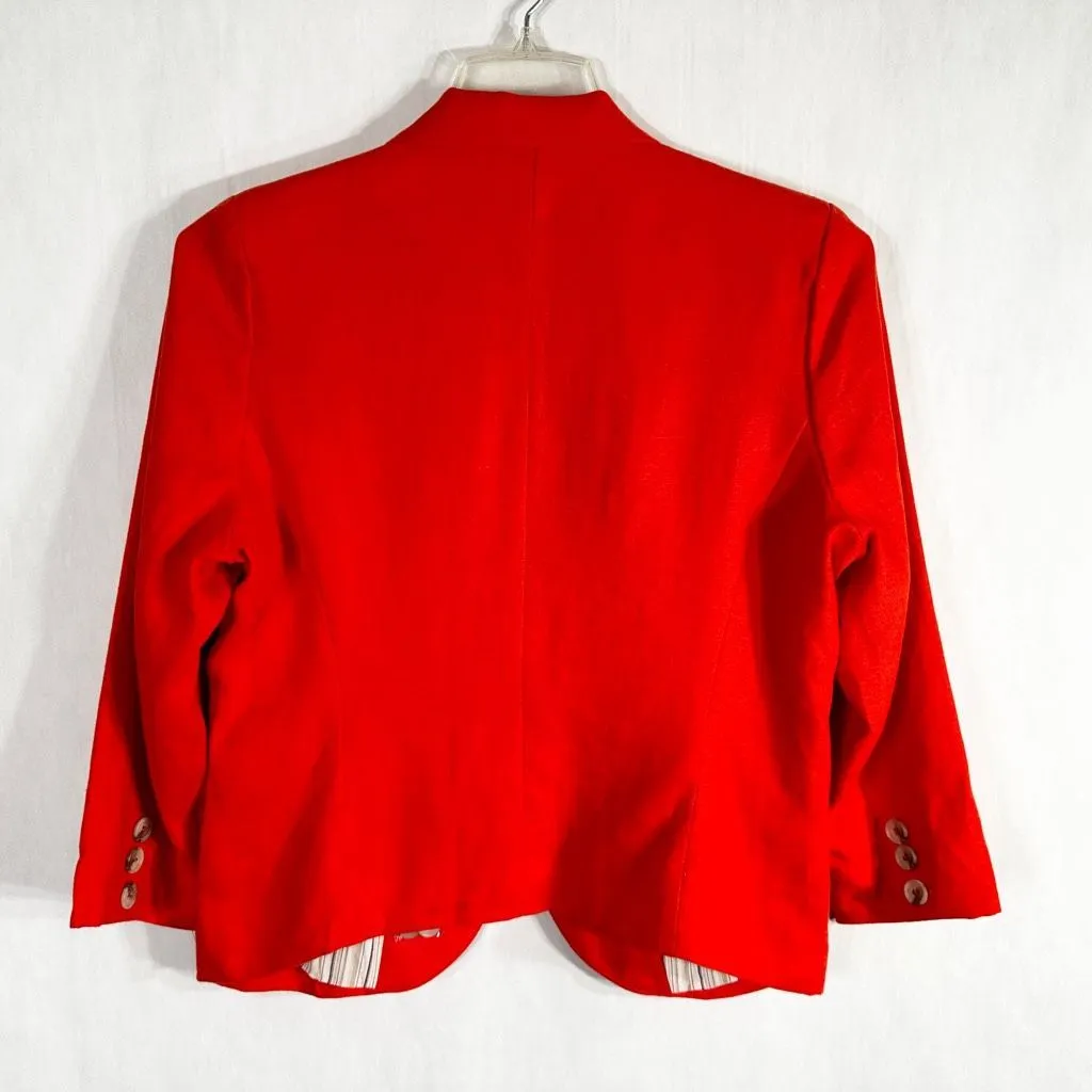 Cremieux Large Blazer Linen Vibrant Orange Lined Jacket‎ Single Button 197 - Image 2