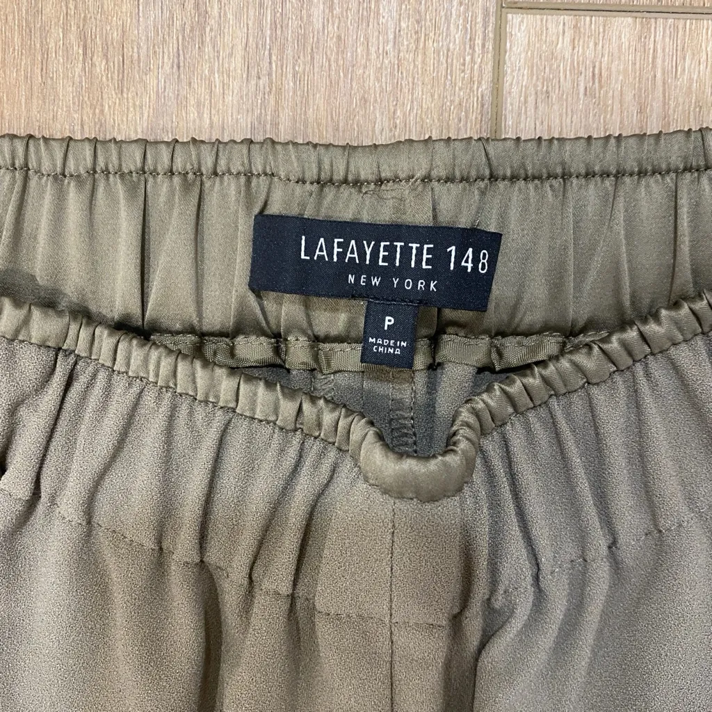 🌟LAFAYETTE 148🌟 NEW YORK PULL ON ELASTIC WAIST TROUSER GREEN SZ P OR XS - Image 4