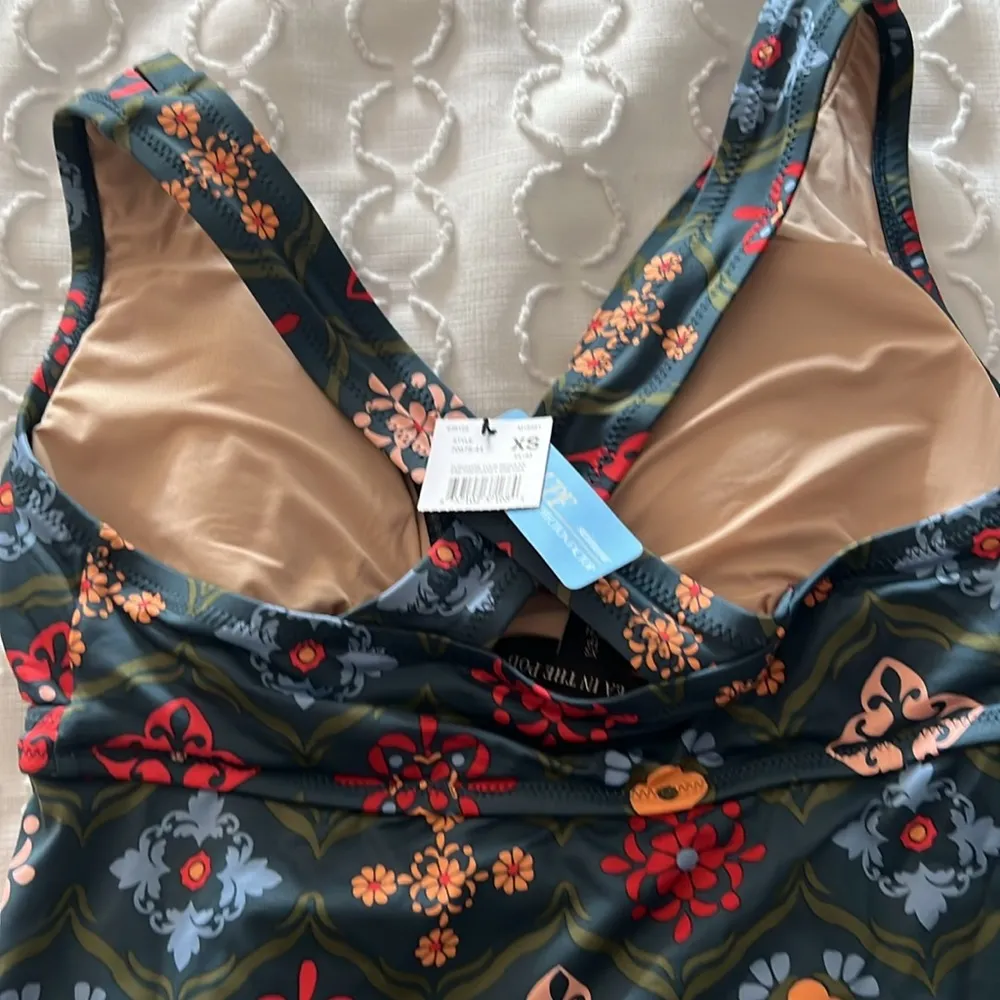 A Pea in the Pod Teal Mosaic Tile Print Tankini Swim Suit Size XS - Image 7