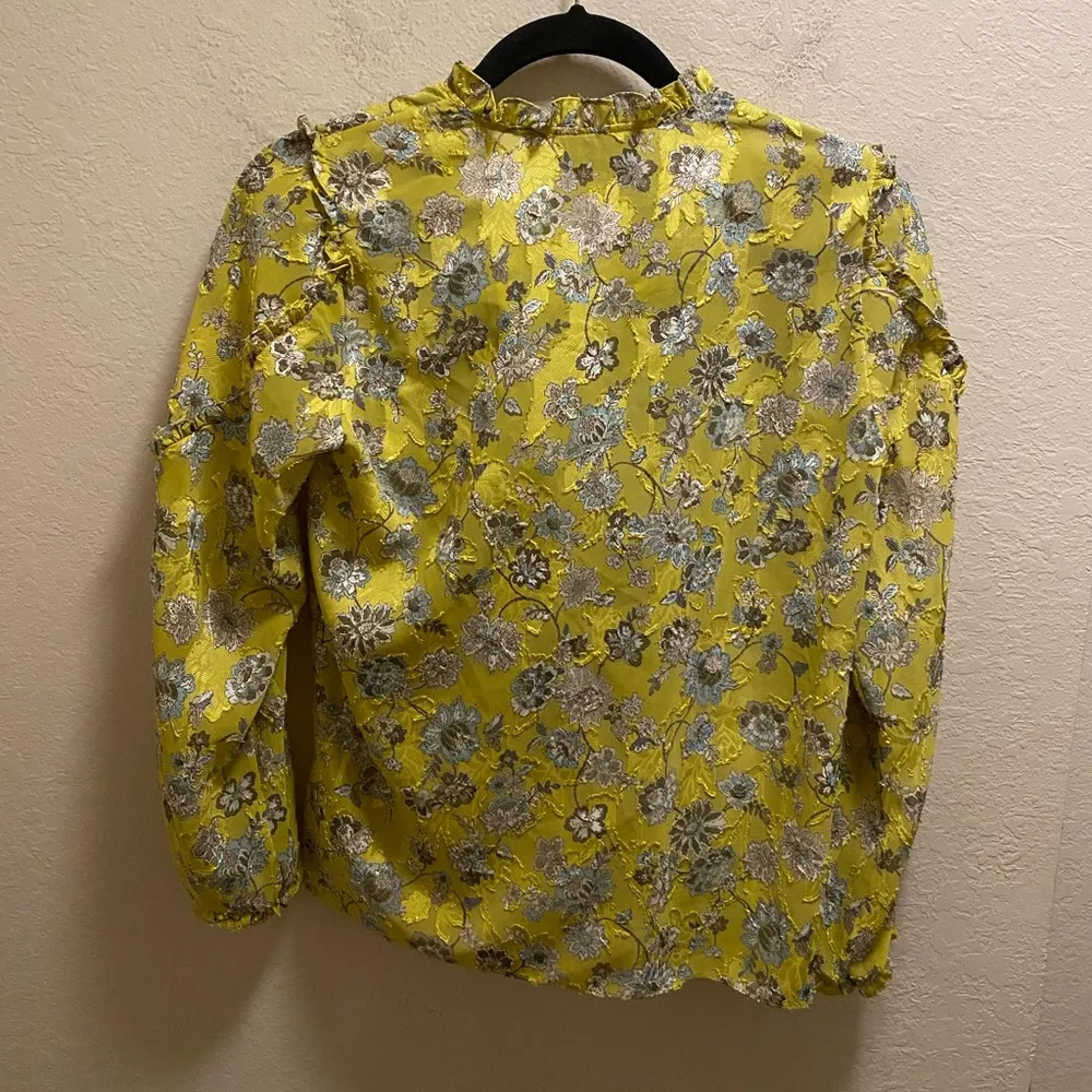 Alexis Odilo Citron Floral Wrap Ruffle Trim Blouse Size XS New With Tag - Image 9