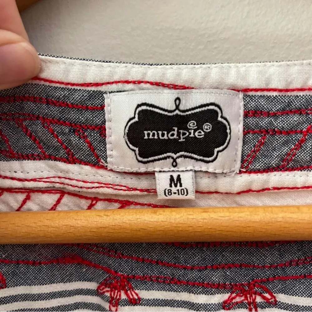 Shift Dress Size Medium 8/10 White Blue Red Embroidered Summer Beach - Image 3