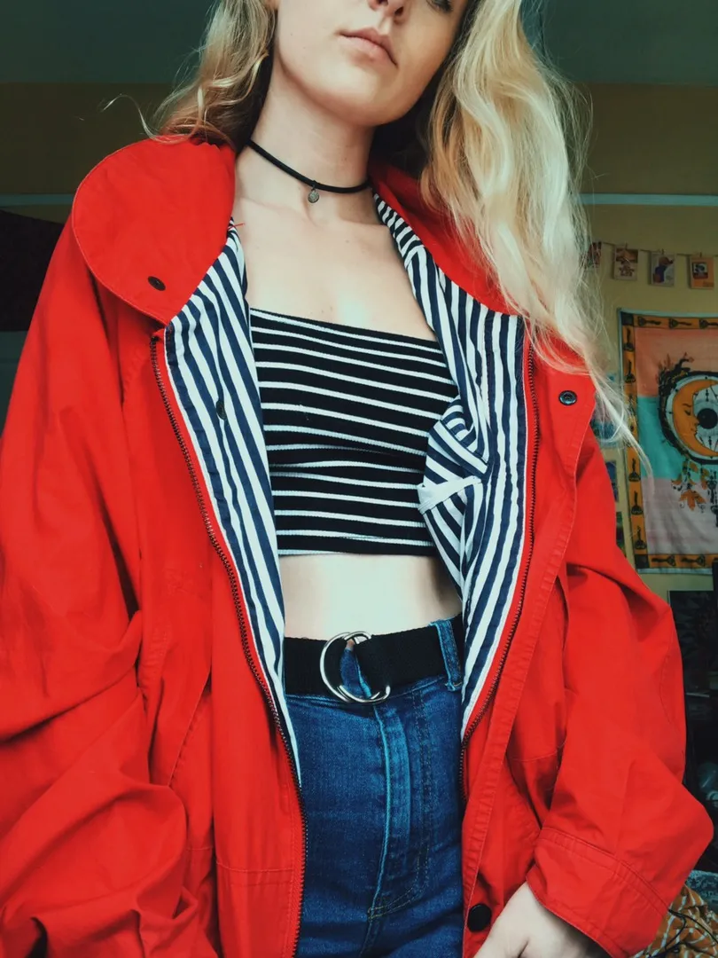 Red Bomber Jacket Size L - Image 2