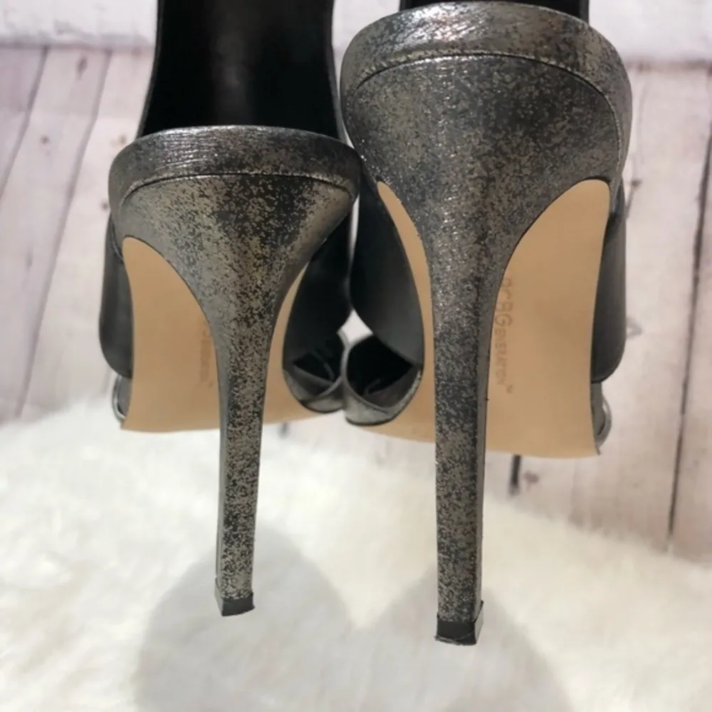 BCBGeneration  Chaser Black Pewter Leather Slingback Heels 9.5 - Image 10