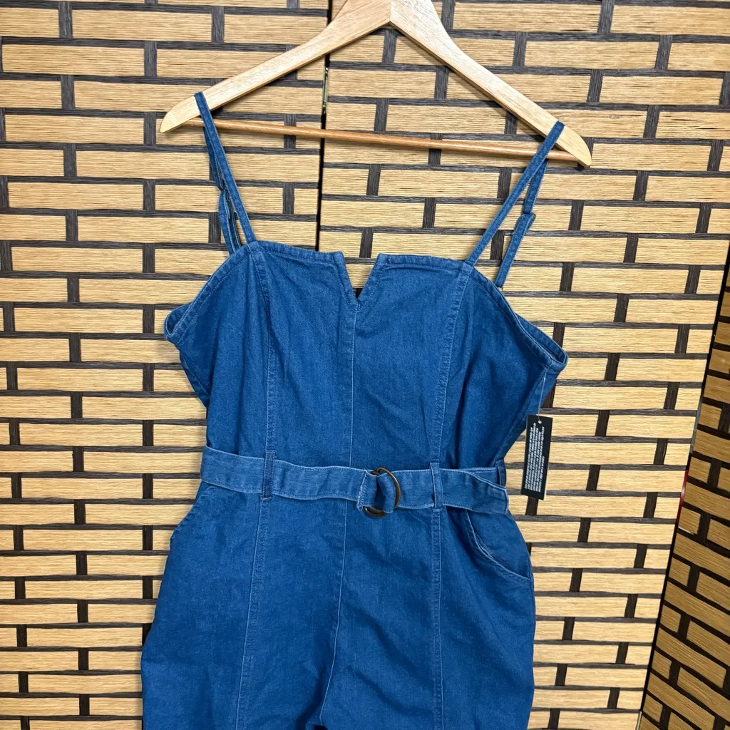 Derek Heart Denim Crop Jumpsuit Size‎ Large - Image 3