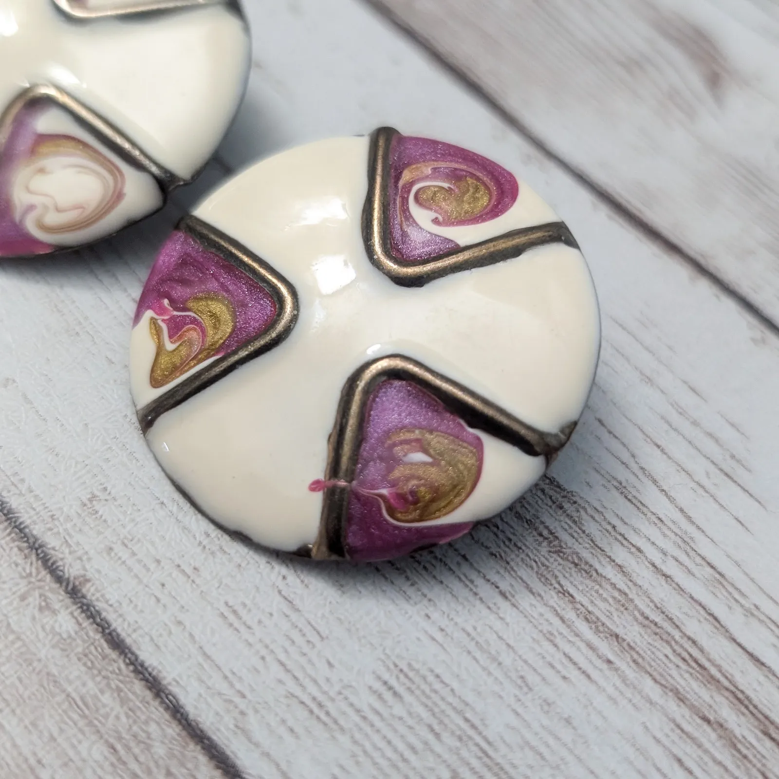 Vintage Stud Earrings For Pierced Ears Retro Circular Extra Large - Image 3