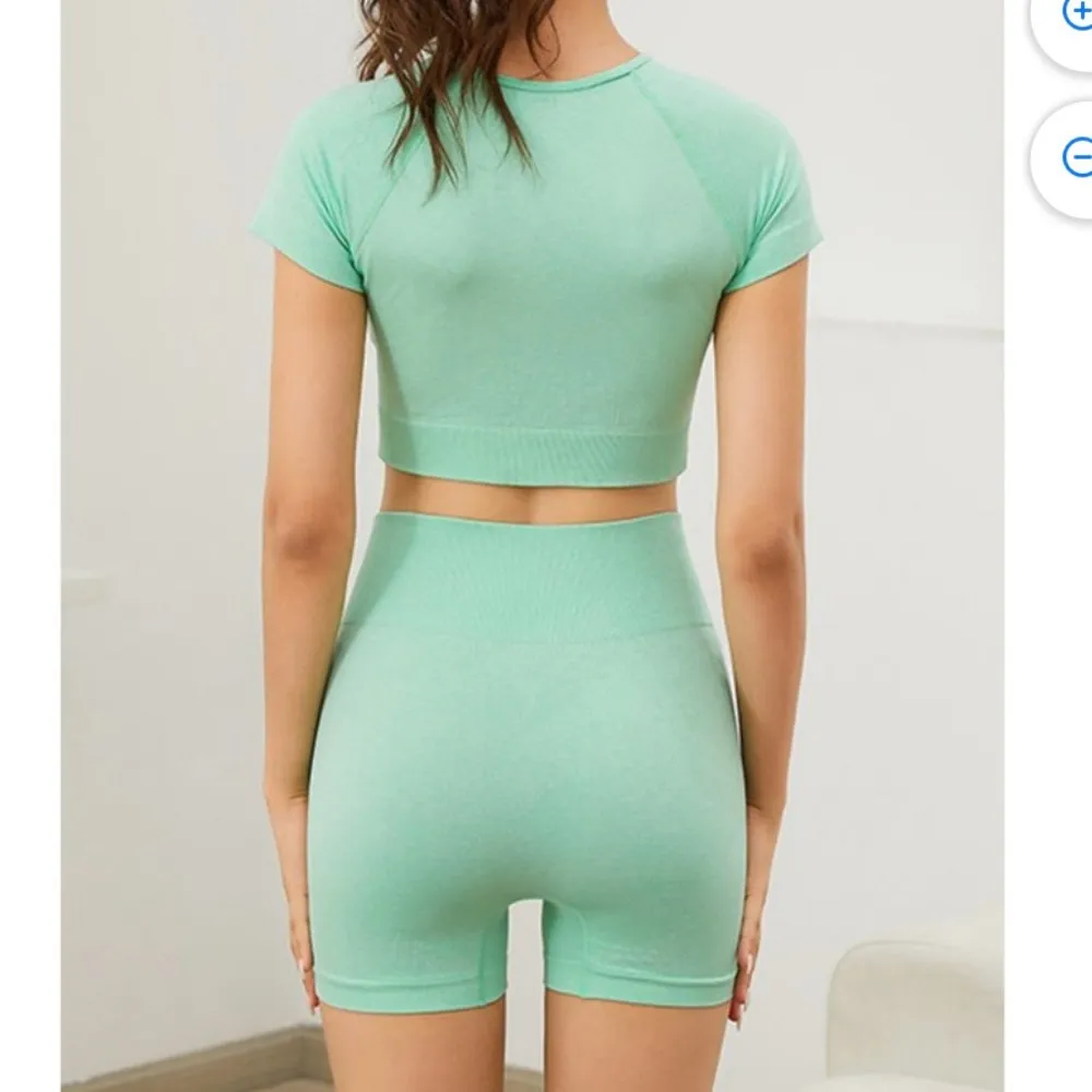 SheIn  Mint Green Seamless Two Piece Shorts & Crop Top Set - Image 4