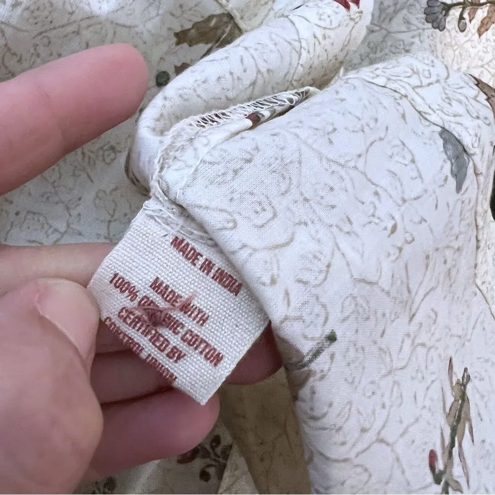 KHASTO ORGANIC COTTON Midi Dress Floral Button Up Belted Size L NWT Tan Size L - Image 9