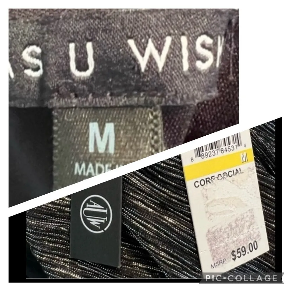 NWT As U Wish Dress Black Silver Metallic Shimmer Mini M Cocktail LBD Party Chic - Image 16