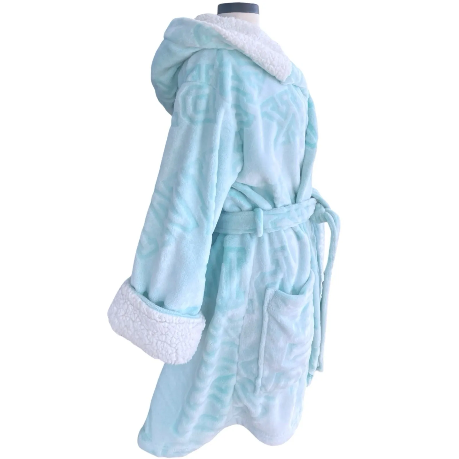 Victoria's Secret Pink The Cozy Soft Short Sherpa Robe Green Aqua M/L Soft Girl - Image 3