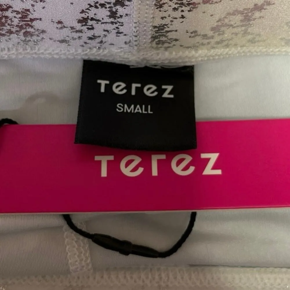 NEW Terez Women's Multicolor Metallic Silver Iridescent Athletic Biker Shorts S - Image 3