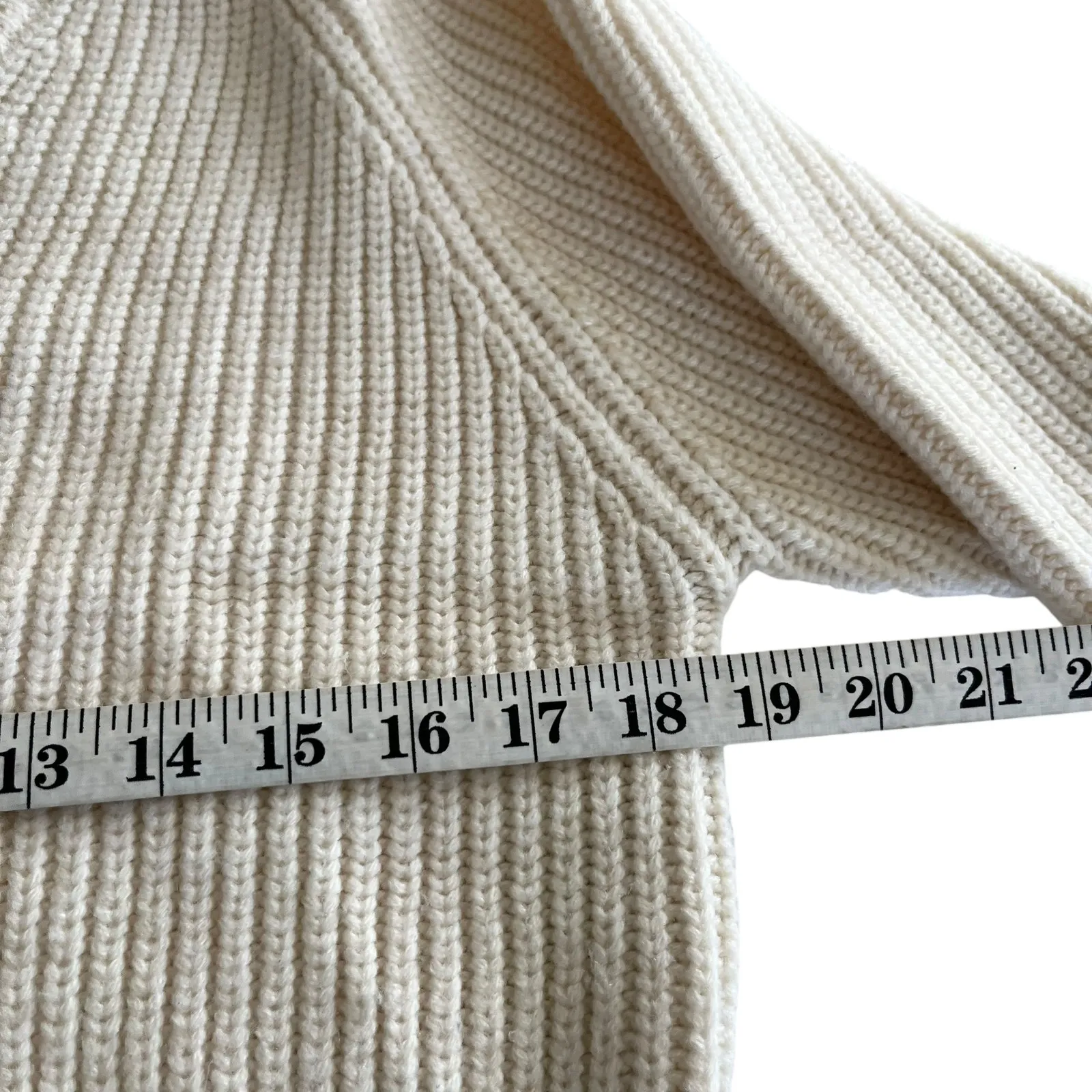 Zara Ecru Rib Knit Cropped Sweater V-Neck Small | Minimal Preppy Quiet Luxury - Image 5