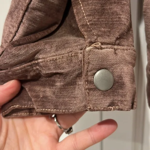 Free People‎ Crushed Velvet Bomber Jacket Dusty Mauve Oversize Snap/Zip M/L - Image 4