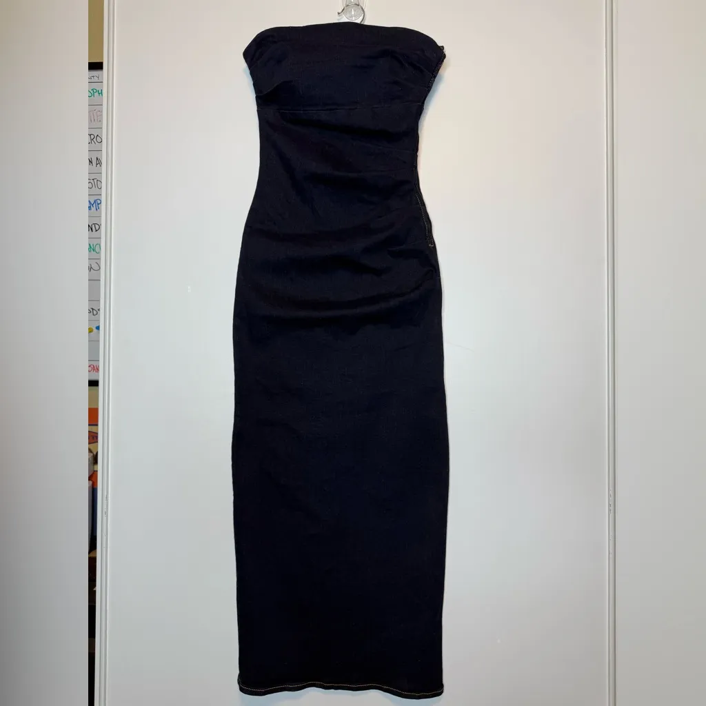 Zara Draped Midi Denim Dress - Image 5