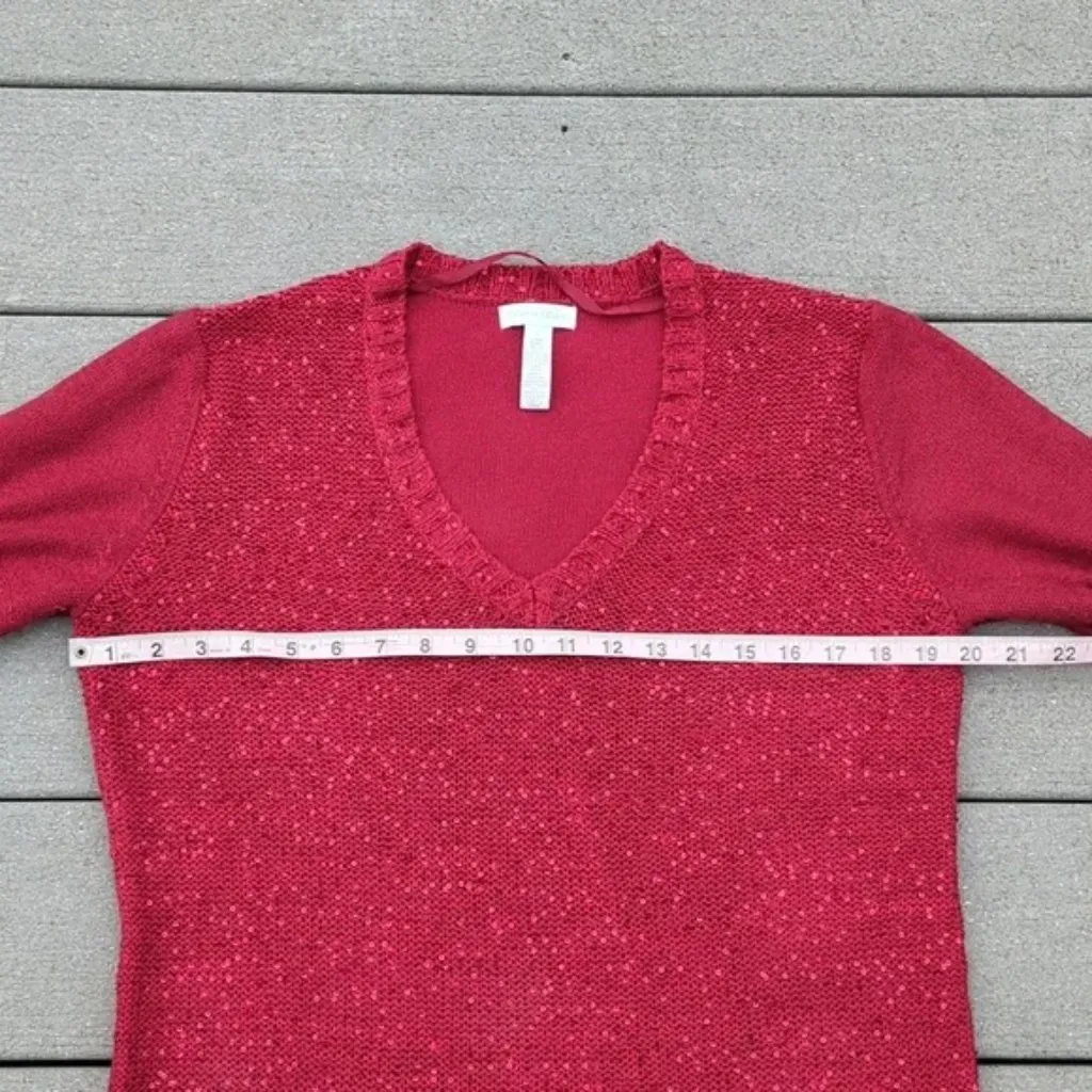 Charter Club Sequin Front V-Neck Knit Sweater | Red V-Neck Sweater with Sequins - Image 11