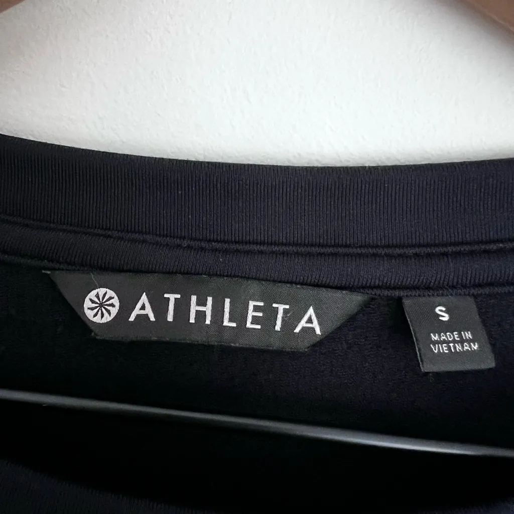 Athleta Snappy Sweatshirt Dress Black long sleeve boxy relaxed crewneck sporty S - Image 6