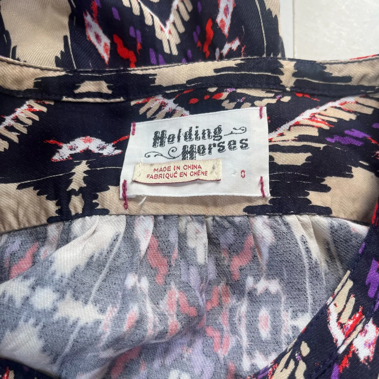 Holding Horses Boho Aztec Shirt Dress Sz 0 Festival Southwest Anthro Roll Tab - Image 10