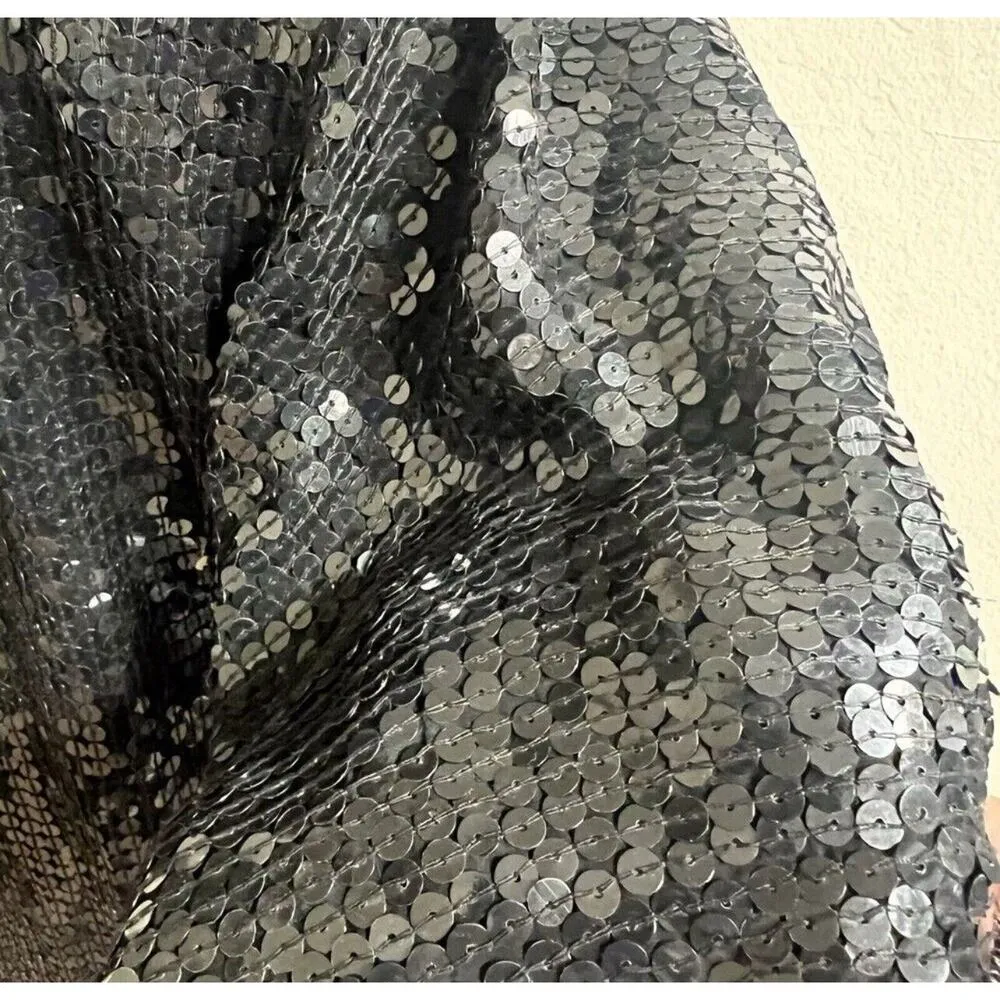 Vintage Joseph Le Bon 100% Black Sequin Top Short Sleeve Party Cocktail Size M Size M - Image 9