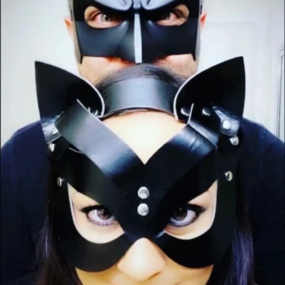 Cat Halloween Eye Mask Faux Leather New - Image 9