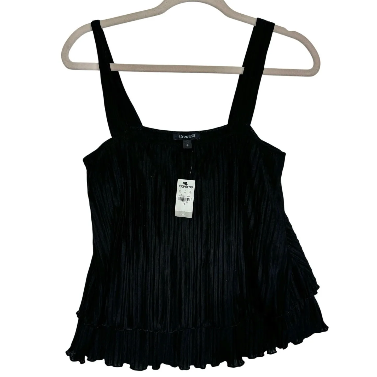 Express Black Pleated Layered Square Neck Tank Top Size Small NWT‎ - Image 2