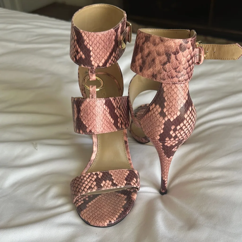 Michael Kors Pink Snake Print Heels - Image 6