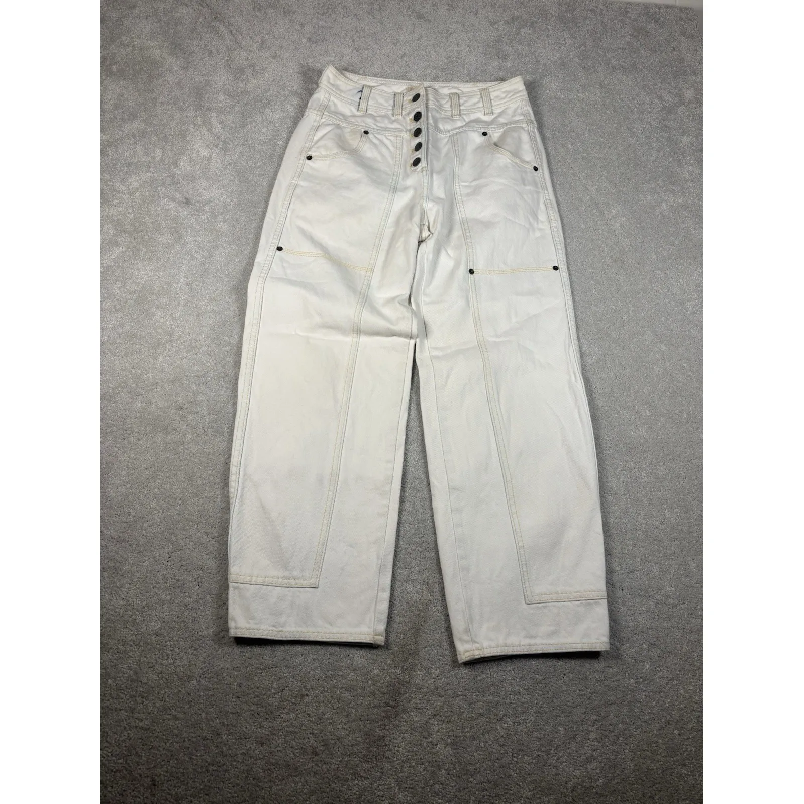 ulla johnson august white/ivory‎ jeans straight barrel fit size 4 Bleached EUC - Image 2