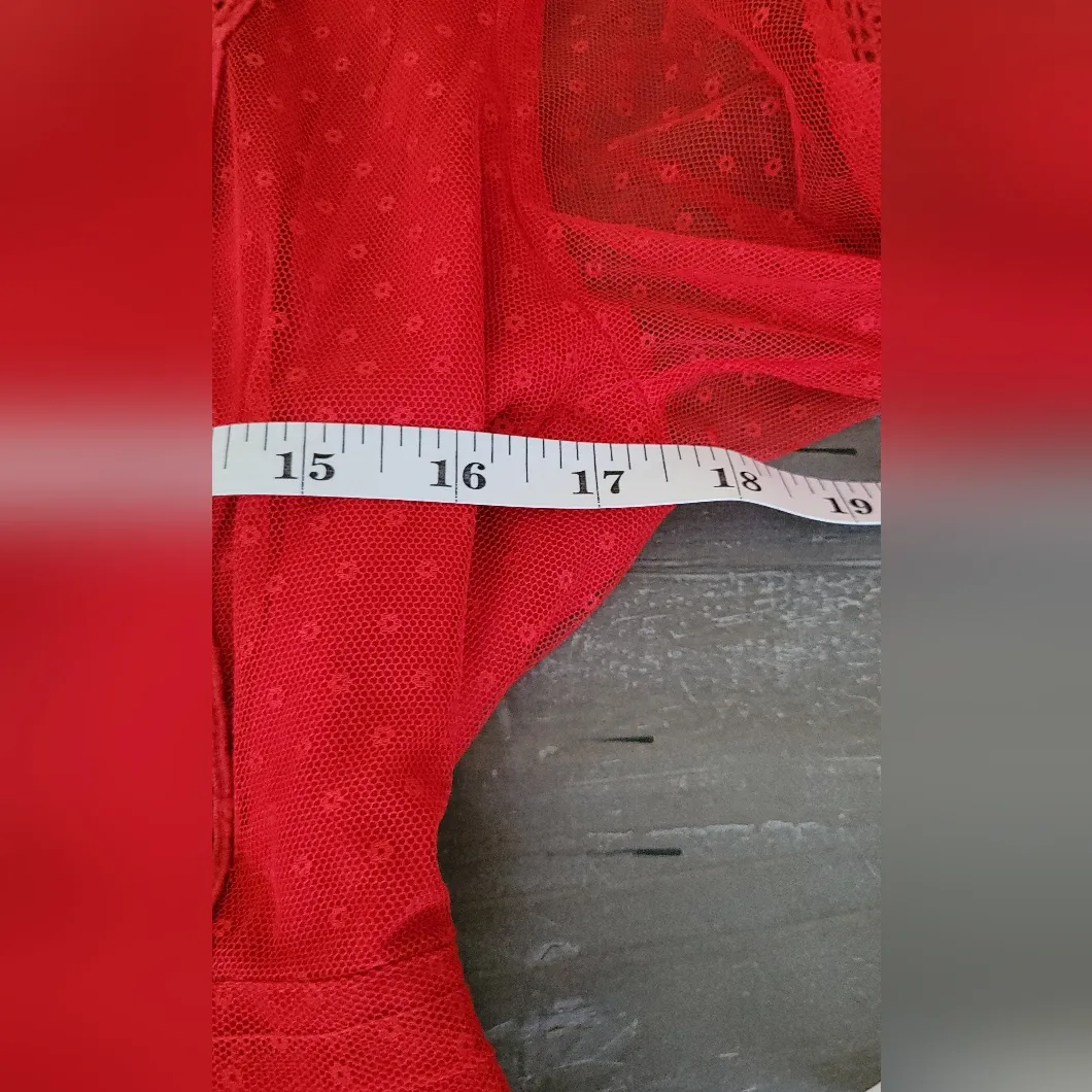 Anthropologie Dotted Tulle Crop Long Sleeve Blouse Size 10 - Image 9