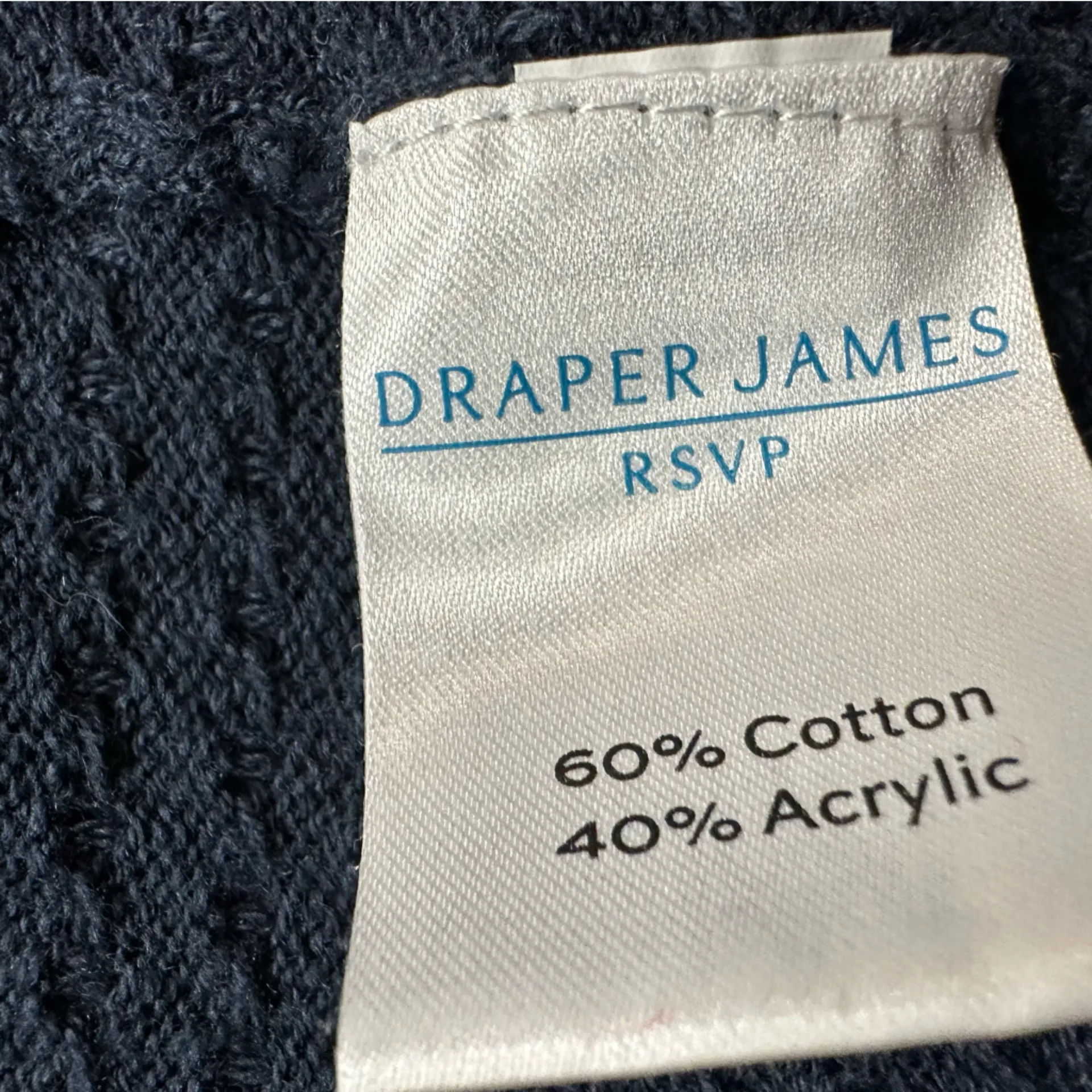 Draper James RSVP Navy Textured Cardigan Mother of Pearl Buttons‎ Women's Size L - Image 11