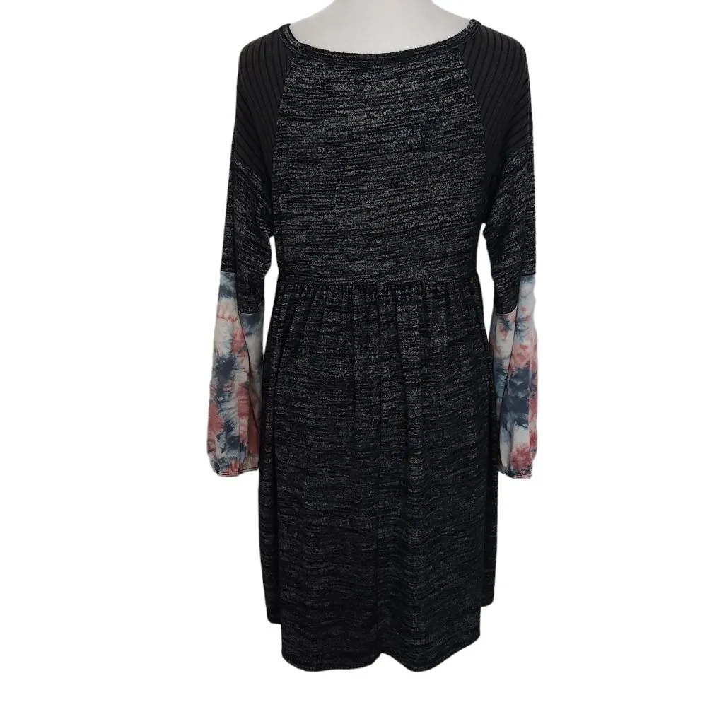 Egs California Black and Pink Mini Dress Size Small Boho Patchwork Dress - Image 2