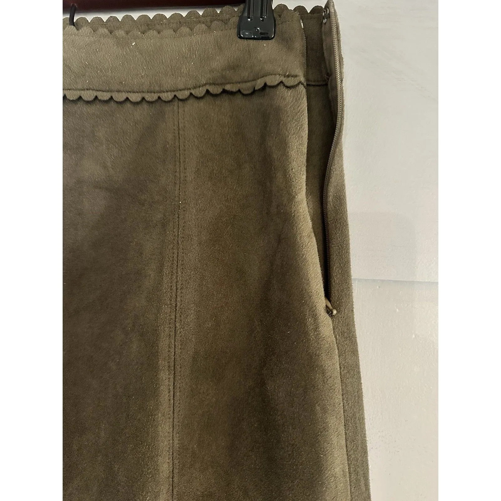 Soprano Faux Suede Scalloped Hem Brown Boho Western Mini Skirt Sz S - Image 4