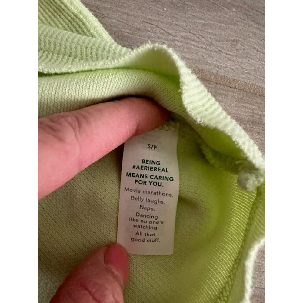 Lightweight Ribbed Short Sleeve Sweatshirt Size: S Color: Honeydew - Image 7