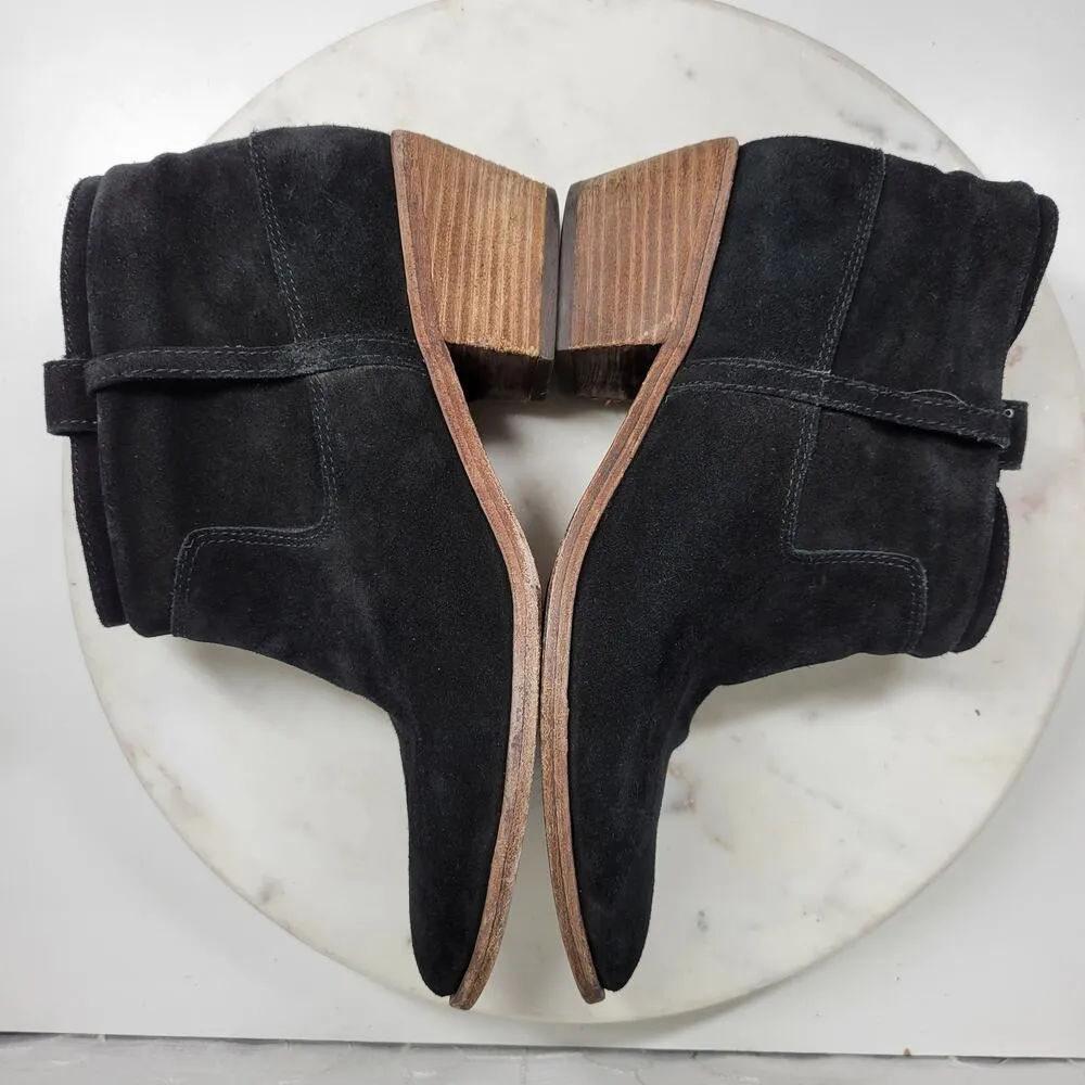 Joie Ajax Boots Booties Womens  8.5 US Black Suede Leather Slip On Ankle Western - Image 6