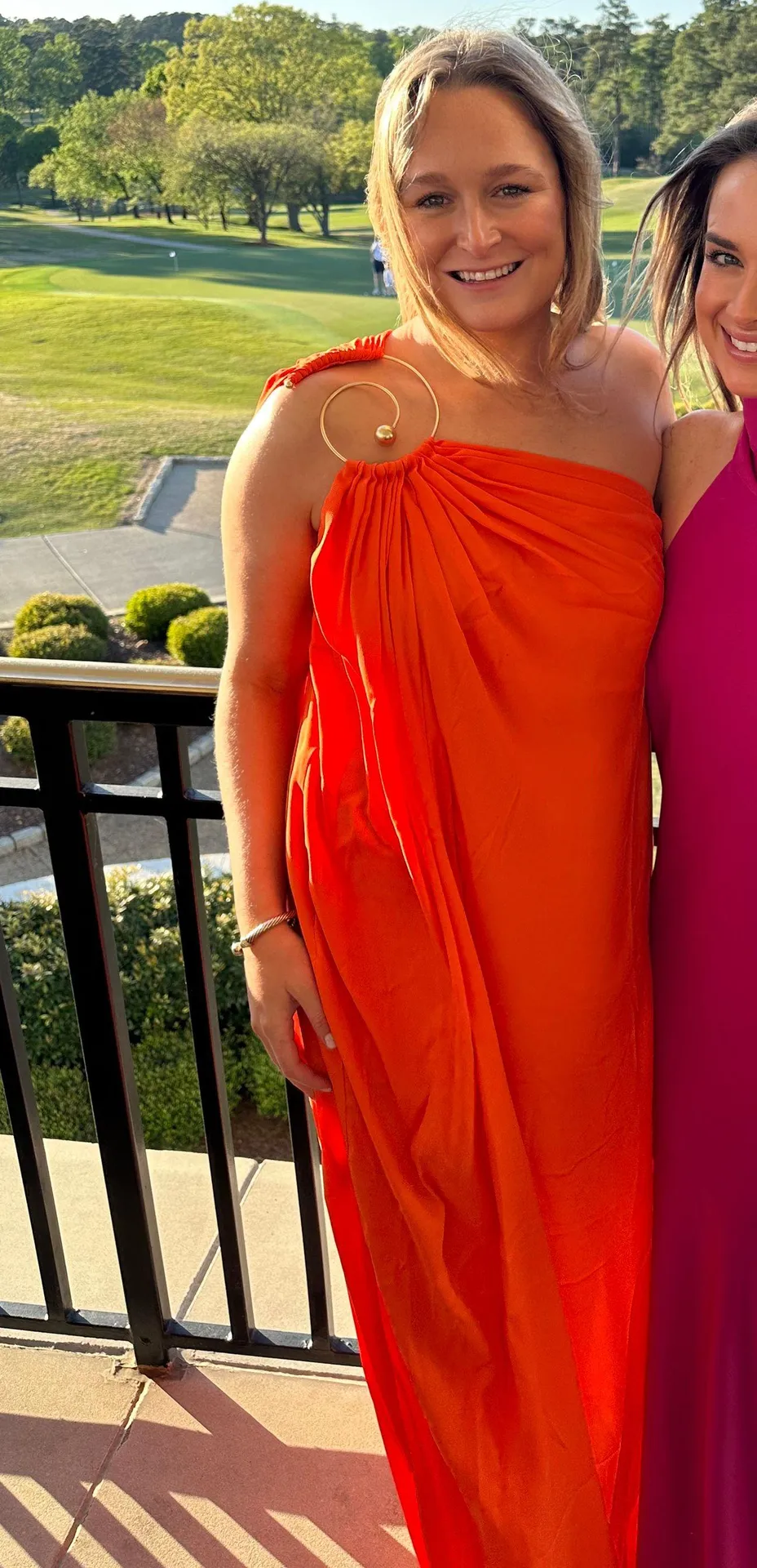 Orange One Shoulder Gown - Image 2
