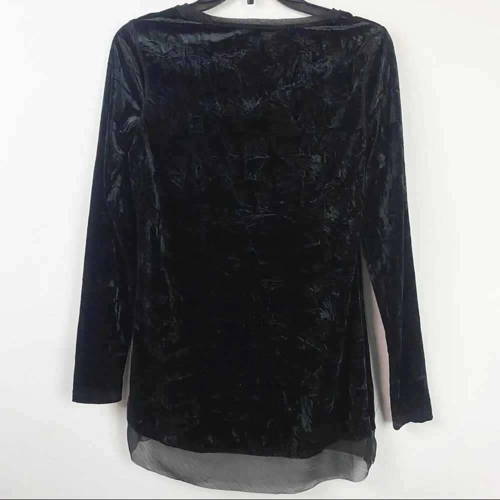 XS SIMPLY VERA WANG Black Velvety Long Sleeve Top - Image 4