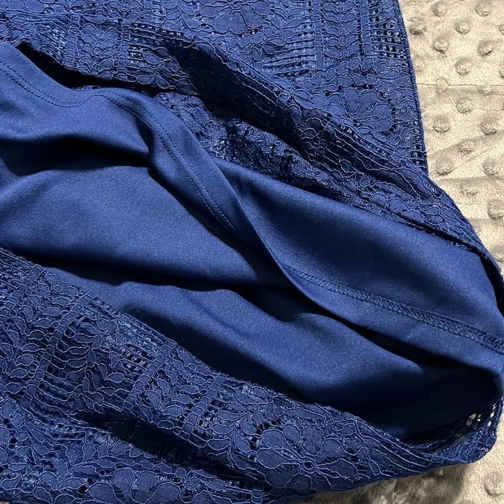 Miami womens large dress lace lined sleeveless cocktail formal wedding party NWT Blue - Image 8