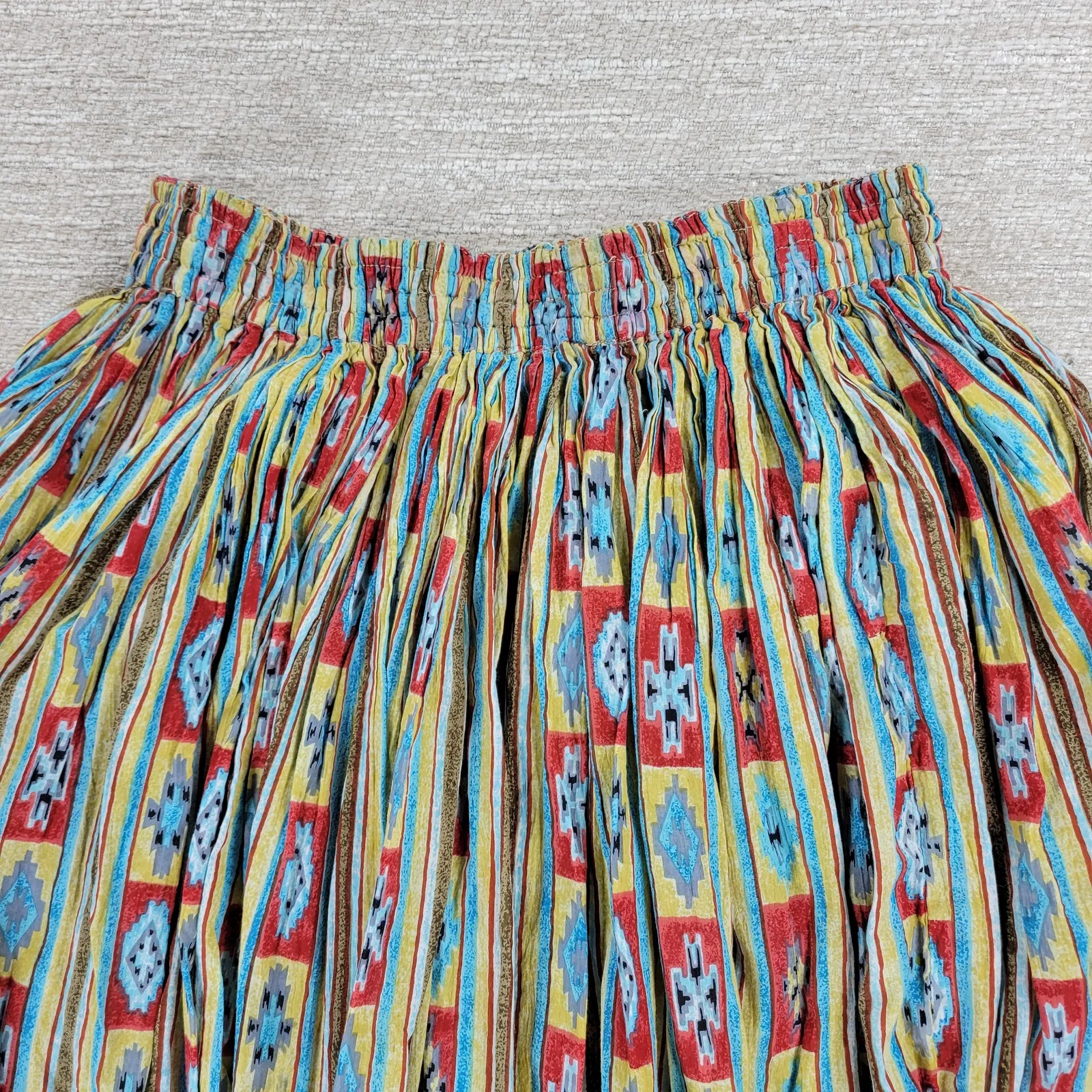 Vintage Le Mieux India Cotton Skirt Womens Boho Folk Pleated Full Multicolor Size undefined - Image 5