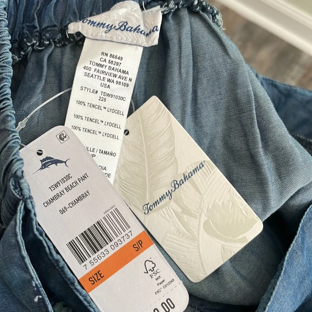 Tommy Bahama Chambray Wrap-Front Beach Pants Size Small NEW - Image 6
