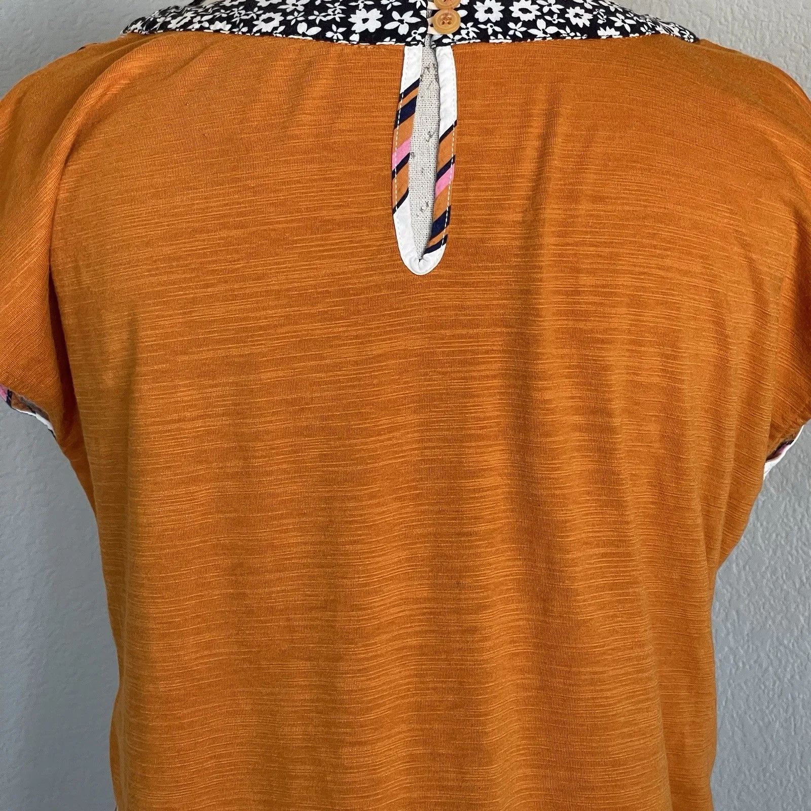 Porridge Women’s Blouse Sz Small Short Sleeve Striped Preppy Fall Autumn Retro - Image 6